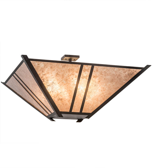 Meyda Lighting Arta 68" 6-Light Chestnut Pendant Light With Silver Mica Shade Glass