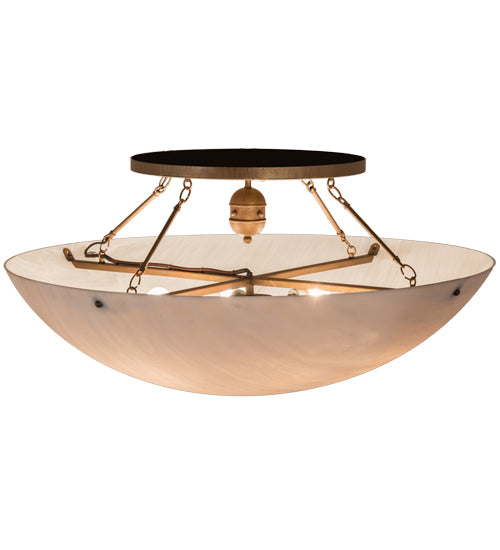 Meyda Lighting Artesia 42" 8-Light Cortez Gold Semi-flush Mount Light With Whitestone Idalight Shade Glass