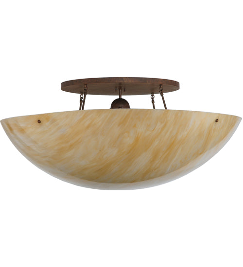 Meyda Lighting Artesia 48" 8-Light Cortez Gold Semi-flush Mount Ceiling Light With Sahara Taupe Idalight Shade Glass