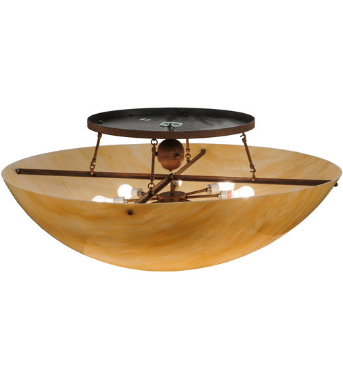 Meyda Lighting Artesia 48" 8-Light Cortez Gold Semi-flush Mount Ceiling Light With Sahara Taupe Idalight Shade Glass