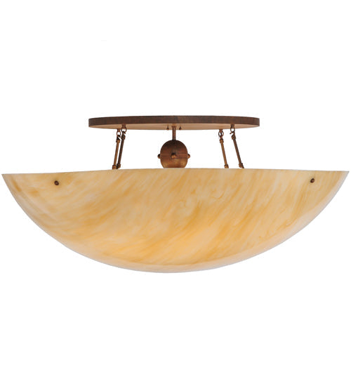 Meyda Lighting Artesia 48" 8-Light Cortez Gold Semi-flush Mount Ceiling Light With Sahara Taupe Idalight Shade Glass