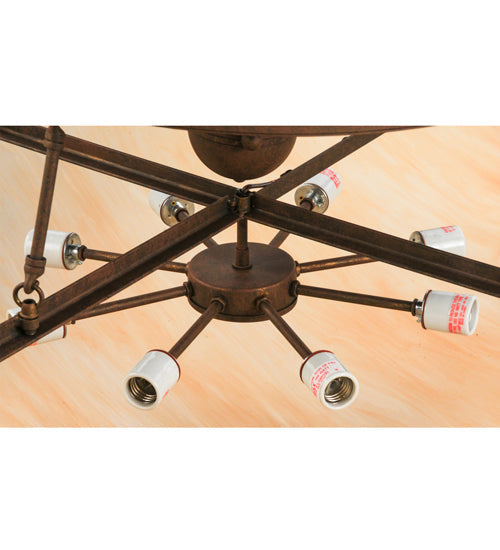 Meyda Lighting Artesia 48" 8-Light Cortez Gold Semi-flush Mount Ceiling Light With Sahara Taupe Idalight Shade Glass