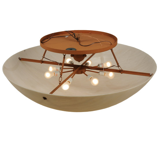 Meyda Lighting Artesia 48" 8-Light Earth Powdercoat Flush Mount Light With Tawnyrock Idalight Shade Glass