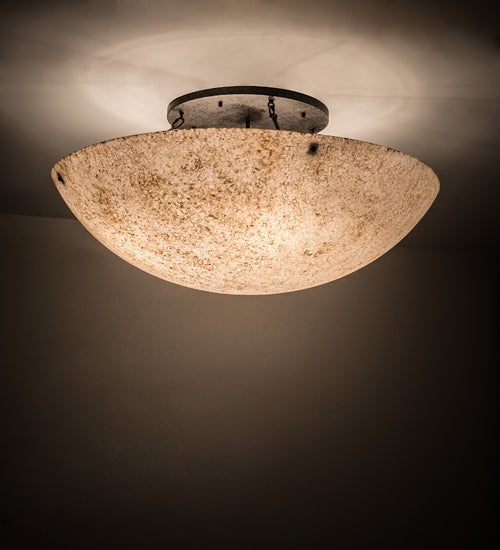 Meyda Lighting Artesia 48" 8-Light Golden Bronze Flush Mount Light With Gold Parchment Idalight Shade