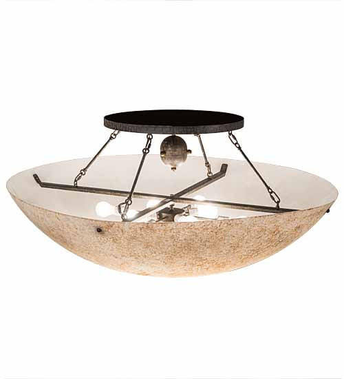 Meyda Lighting Artesia 48" 8-Light Golden Bronze Flush Mount Light With Gold Parchment Idalight Shade