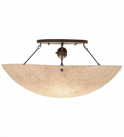Meyda Lighting Artesia 48" 8-Light Golden Bronze Flush Mount Light With Gold Parchment Idalight Shade