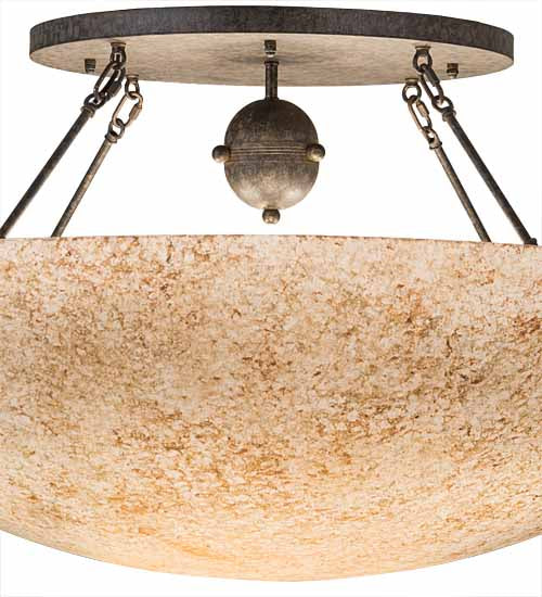 Meyda Lighting Artesia 48" 8-Light Golden Bronze Flush Mount Light With Gold Parchment Idalight Shade