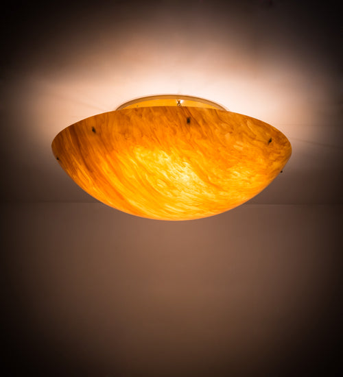 Meyda Lighting Artesia 60" 12-Light Buttered Brass Flush Mount Light With Ambra Siena Idalight Shade Glass