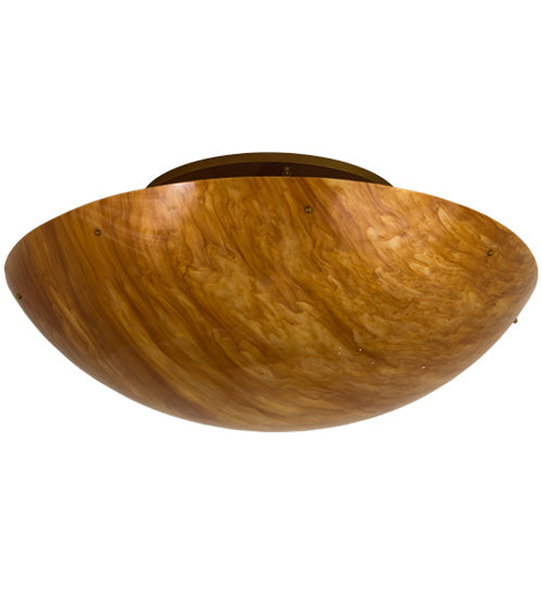 Meyda Lighting Artesia 60" 12-Light Buttered Brass Flush Mount Light With Ambra Siena Idalight Shade Glass