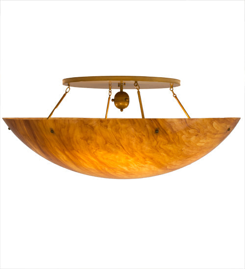 Meyda Lighting Artesia 60" 12-Light Buttered Brass Flush Mount Light With Ambra Siena Idalight Shade Glass