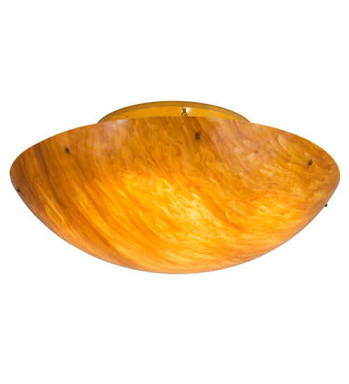 Meyda Lighting Artesia 60" 12-Light Buttered Brass Flush Mount Light With Ambra Siena Idalight Shade Glass