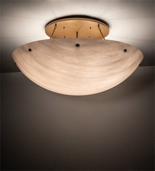 Meyda Lighting Artesia 60" 12-Light Gold Metallic Flush Mount Light With Whitestone Idalight Shade