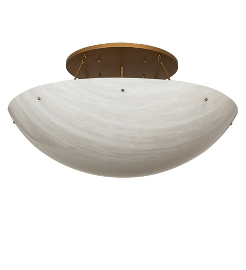 Meyda Lighting Artesia 60" 12-Light Gold Metallic Flush Mount Light With Whitestone Idalight Shade