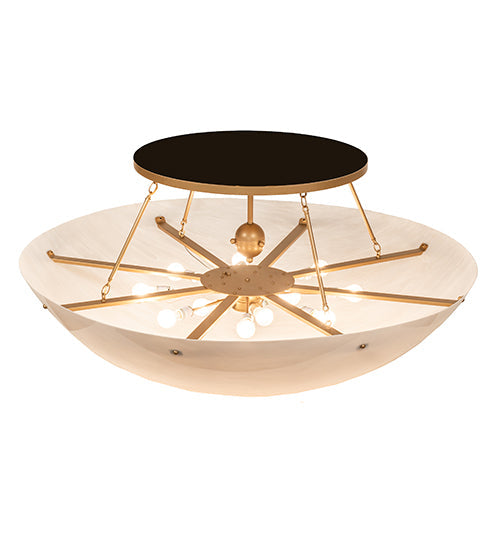 Meyda Lighting Artesia 60" 12-Light Gold Metallic Flush Mount Light With Whitestone Idalight Shade