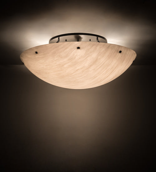 Meyda Lighting Artesia 60" 12-Light Timeless Bronze Flush Mount Light With Whitestone Idalight Shade Glass