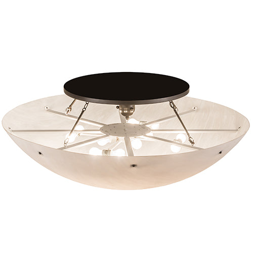 Meyda Lighting Artesia 60" 12-Light Timeless Bronze Flush Mount Light With Whitestone Idalight Shade Glass