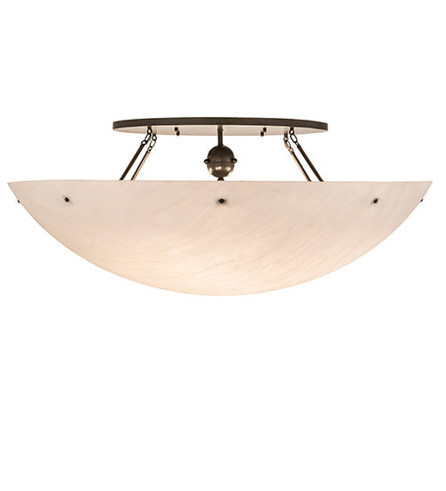 Meyda Lighting Artesia 60" 12-Light Timeless Bronze Flush Mount Light With Whitestone Idalight Shade Glass