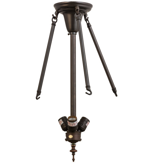 Meyda Lighting Arts & Crafts 18" 3-Light Craftsman Brown Dome Semi-flush Mount Light With Beige Iridescent Art Shade Glass