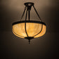 Meyda Lighting Arts & Crafts 18" 3-Light Craftsman Brown Dome Semi-flush Mount Light With Beige Iridescent Art Shade Glass