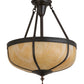 Meyda Lighting Arts & Crafts 18" 3-Light Craftsman Brown Dome Semi-flush Mount Light With Beige Iridescent Art Shade Glass