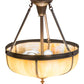 Meyda Lighting Arts & Crafts 18" 3-Light Craftsman Brown Dome Semi-flush Mount Light With Beige Iridescent Art Shade Glass