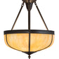 Meyda Lighting Arts & Crafts 18" 3-Light Craftsman Brown Dome Semi-flush Mount Light With Beige Iridescent Art Shade Glass