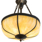 Meyda Lighting Arts & Crafts 18" 3-Light Craftsman Brown Dome Semi-flush Mount Light With Beige Iridescent Art Shade Glass