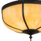 Meyda Lighting Arts & Crafts 18" 3-Light Craftsman Brown Dome Semi-flush Mount Light With Beige Iridescent Art Shade Glass