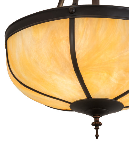 Meyda Lighting Arts & Crafts 18" 3-Light Craftsman Brown Dome Semi-flush Mount Light With Beige Iridescent Art Shade Glass