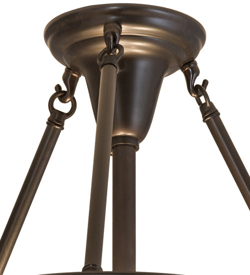 Meyda Lighting Arts & Crafts 18" 3-Light Craftsman Brown Dome Semi-flush Mount Light With Beige Iridescent Art Shade Glass
