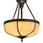 Meyda Lighting Arts & Crafts 18" 3-Light Craftsman Brown Dome Semi-flush Mount Light With Beige Iridescent Art Shade Glass