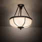 Meyda Lighting Arts & Crafts 18" 3-Light Craftsman Brown Semi-flush Mount Light With White Art Shade Glass