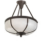 Meyda Lighting Arts & Crafts 18" 3-Light Craftsman Brown Semi-flush Mount Light With White Art Shade Glass