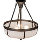 Meyda Lighting Arts & Crafts 18" 3-Light Craftsman Brown Semi-flush Mount Light With White Art Shade Glass