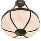Meyda Lighting Arts & Crafts 18" 3-Light Craftsman Brown Semi-flush Mount Light With White Art Shade Glass