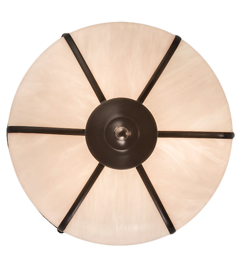Meyda Lighting Arts & Crafts 18" 3-Light Craftsman Brown Semi-flush Mount Light With White Art Shade Glass
