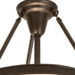 Meyda Lighting Arts & Crafts 18" 3-Light Craftsman Brown Semi-flush Mount Light With White Art Shade Glass