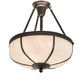 Meyda Lighting Arts & Crafts 18" 3-Light Craftsman Brown Semi-flush Mount Light With White Art Shade Glass