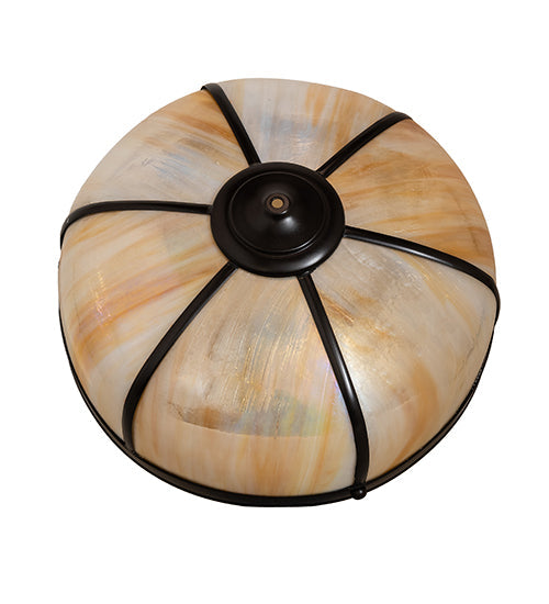 Meyda Lighting Arts & Crafts 18" Craftsman Brown Dome Frame With Beige Art Shade Glass