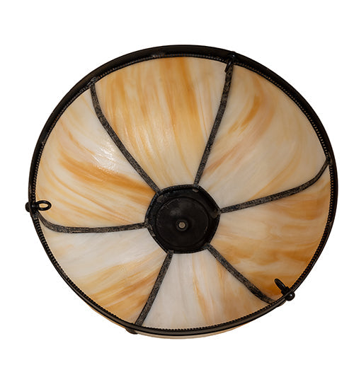 Meyda Lighting Arts & Crafts 18" Craftsman Brown Dome Frame With Beige Art Shade Glass