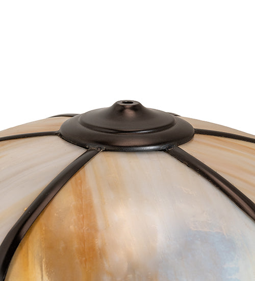 Meyda Lighting Arts & Crafts 18" Craftsman Brown Dome Frame With Beige Art Shade Glass