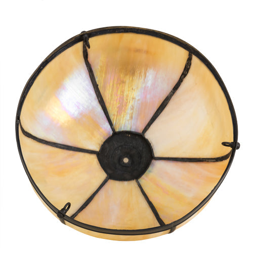 Meyda Lighting Arts & Crafts 18" Craftsman Brown Dome Frame With Beige Iridescent Art Shade Glass