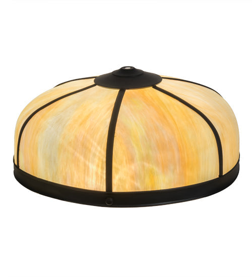 Meyda Lighting Arts & Crafts 18" Craftsman Brown Dome Frame With Beige Iridescent Art Shade Glass