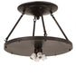 Meyda Lighting Arts & Crafts 20" 4-Light Craftsman Brown Semi-flush Mount Light With Jade Purple & Frosted Clear Shade Glass