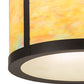 Meyda Lighting Arts & Crafts 20" 4-Light Craftsman Brown Semi-flush Mount Light With Jade Purple & Frosted Clear Shade Glass