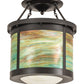 Meyda Lighting Arts & Crafts 20" 4-Light Craftsman Brown Semi-flush Mount Light With Multi-Colored Shade Glass