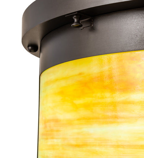 Meyda Lighting Arts & Crafts 20" 4-Light Craftsman Brown Semi-flush Mount Light With Multi-Colored Shade Glass