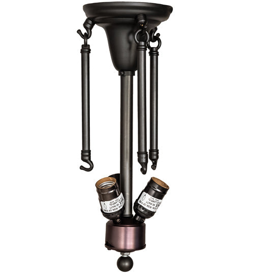 Meyda Lighting Arts & Crafts 234504 18" 3-Light Craftsman Brown Semi-flush Mount Light With White Art Shade Glass