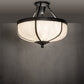 Meyda Lighting Arts & Crafts 234504 18" 3-Light Craftsman Brown Semi-flush Mount Light With White Art Shade Glass