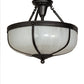 Meyda Lighting Arts & Crafts 234504 18" 3-Light Craftsman Brown Semi-flush Mount Light With White Art Shade Glass